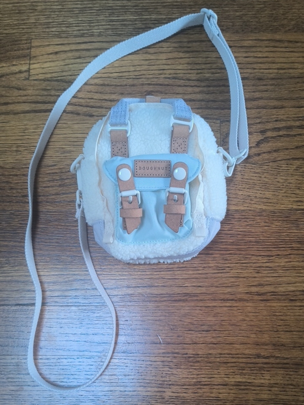 Doughnut Mini Crossbody Bag in Light Blue and Cream
